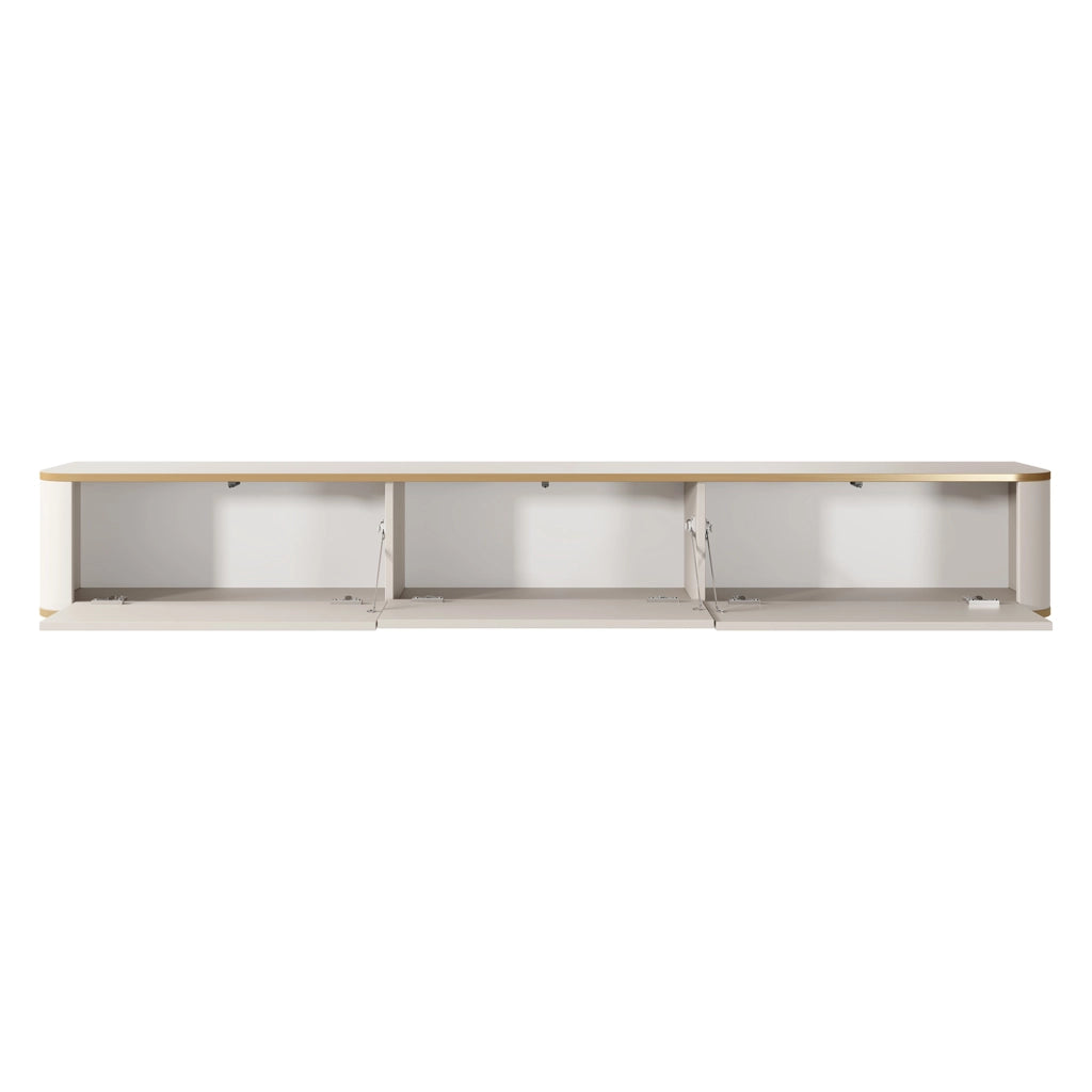 Kahate, Mobile Porta tv 3 Cassetti, 200x34x28h cm Beige Cashmere