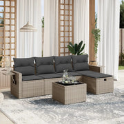 Set Divano da Giardino 6 pz con Cuscini Grigio in Polyrattan 3263786