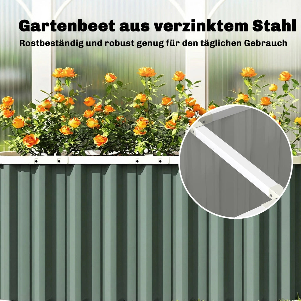 Letto rialzato in metallo da giardino ¨C Xylo ¨C 136x53x61 cm con bordi protettivi ed etichette piante