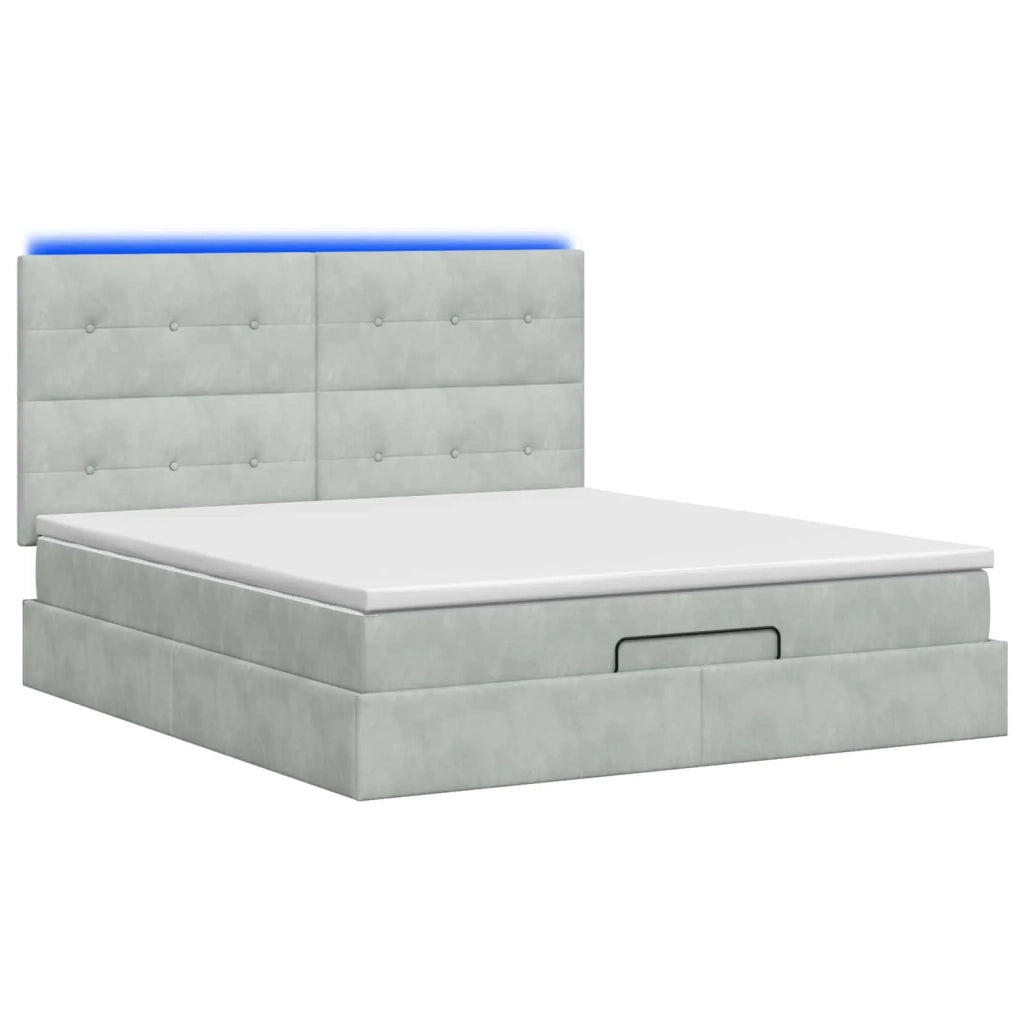 Letto Ottomano con Materasso e LED Grigio Chiaro 140 x 200 cm 3458307