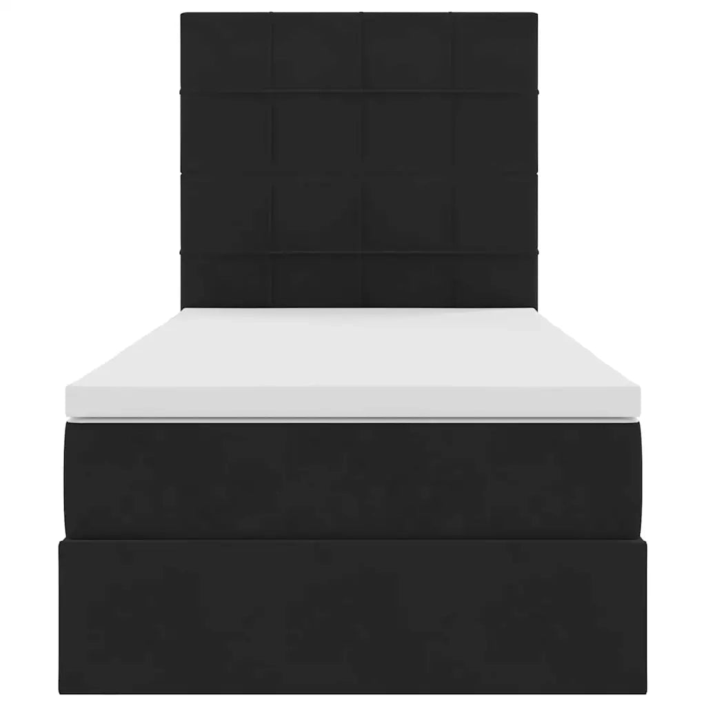 Letto con contenitore e materasso Nero 100 x 200 cm Velluto