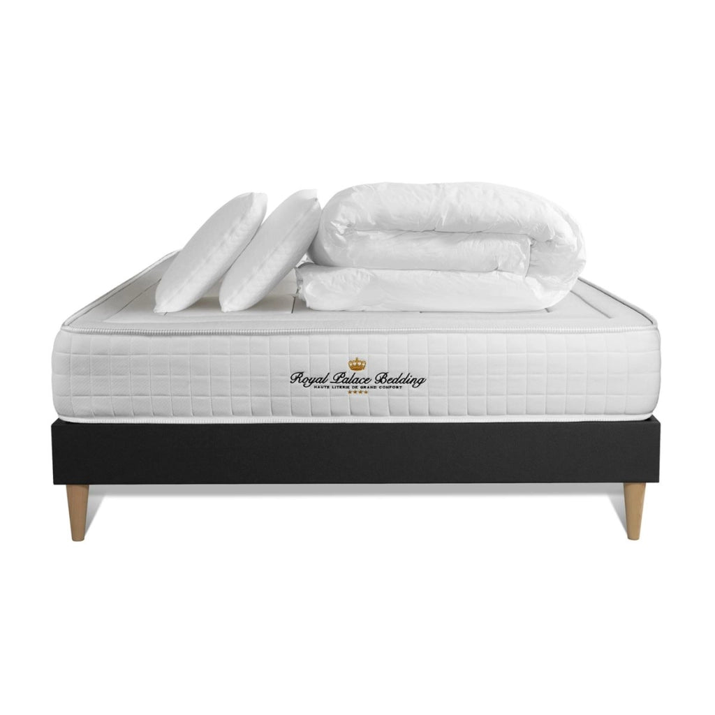 Pacchetto letto completo - Materasso 200x200cm + Box spring con doghe (kit) + 2 cuscini + Piumino - Balmoral