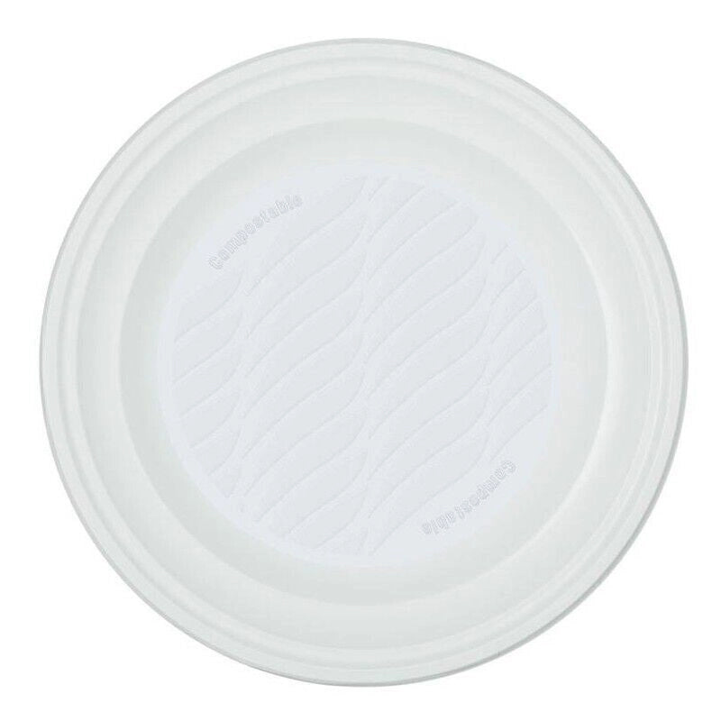 BIBO PIATTI FONDI IN BIOPLASTICA BIANCHI DIAMETRO 21,5 CM CONFEZIONE DA 15 PEZZI