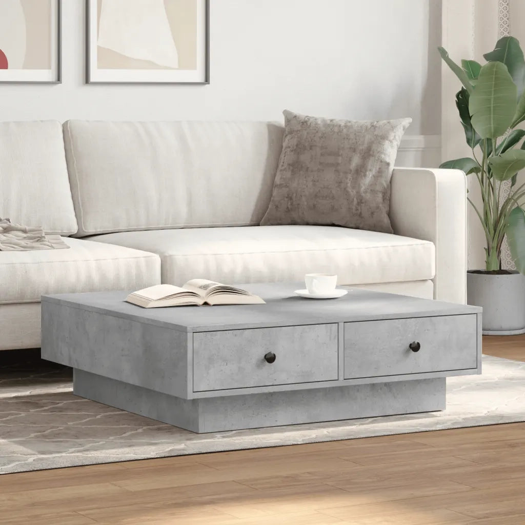 vidaXL Tavolino da Salotto Grigio Cemento 90x90x28cm Legno Multistrato
