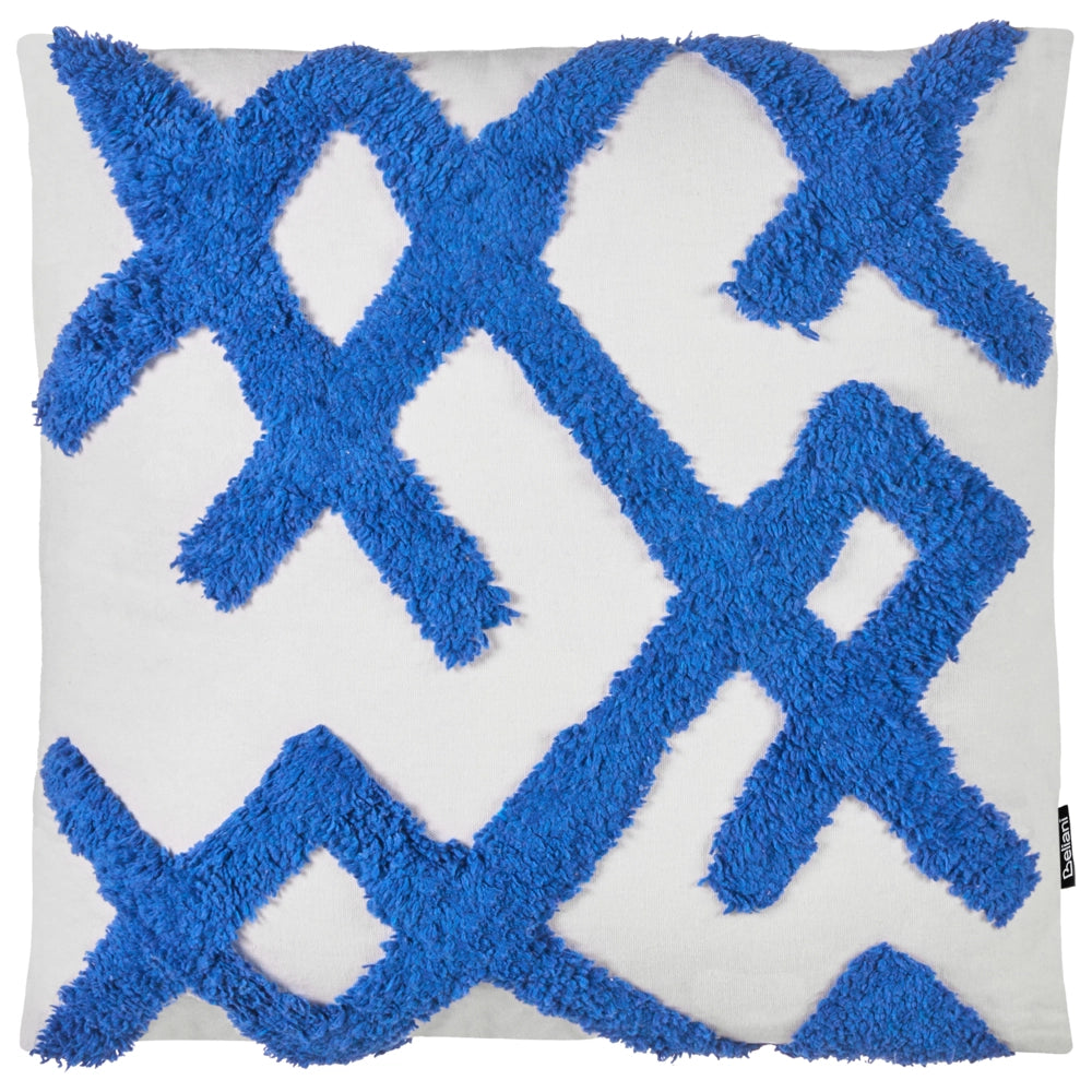 Set di 2 cuscini decorativi in cotone blu e bianco con motivo geometrico 45 x 45 cm Coperta rimovibile Accessori moderni per la camera da letto Soggiorno