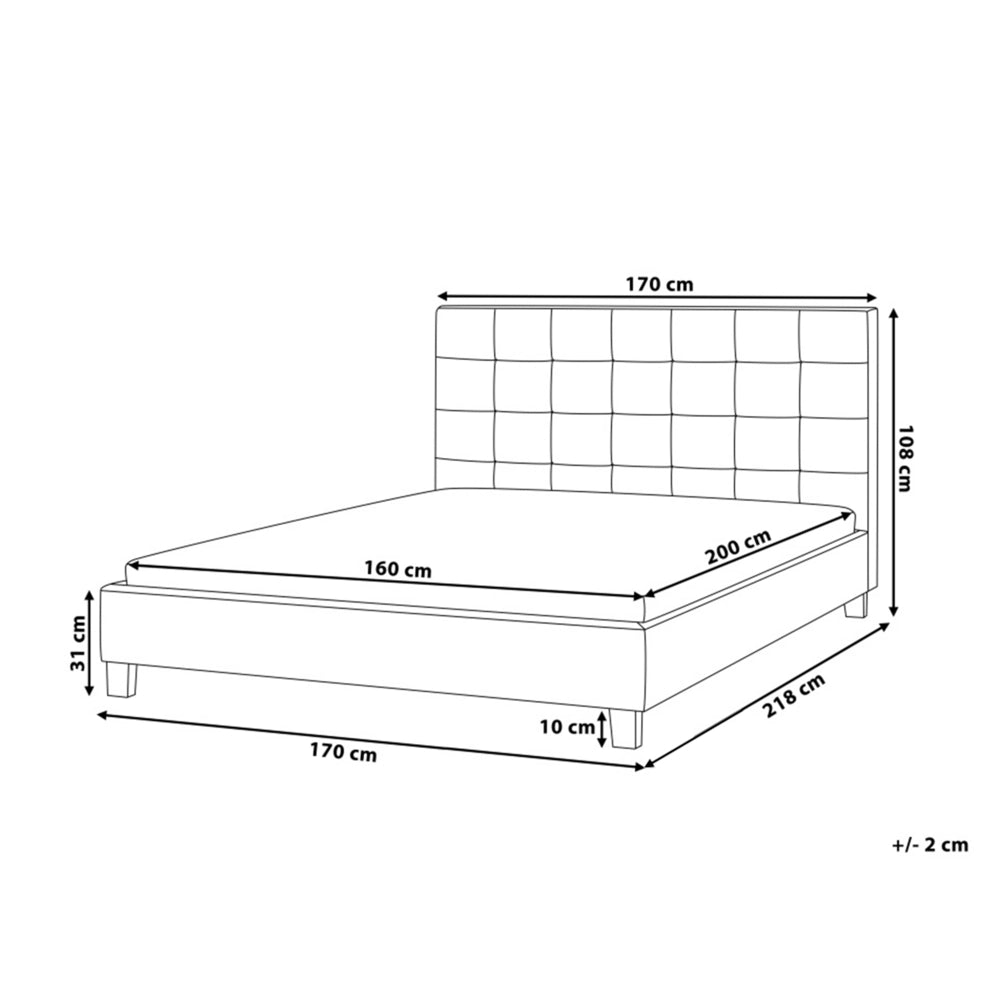 Letto imbottito tessuto grigio chiaro rete a doghe testiera trapuntata 160 x 200 cm