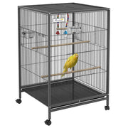 EasyComfort Gabbia per Uccelli in Acciaio e PP con 5 Porte, 2 Posatoi e Vassoio Estraibile, 48x46x74 cm, Grigio