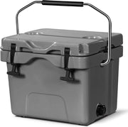 Contenitore per Ghiaccio da 15 L, Contenitore Termico con Maniglia 2 Porta Bicchieri, Contenitore Termico del Ghiaccio Portatile per Campeggio（Grigio)
