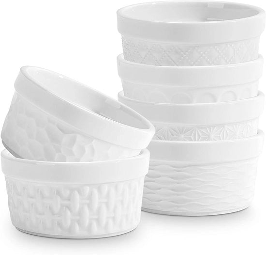 Set di 6 ciotole per crème brûlée e forme per soufflé, 230 ml, teglia per forno a microonde, pudding, carne di carne di spezie.