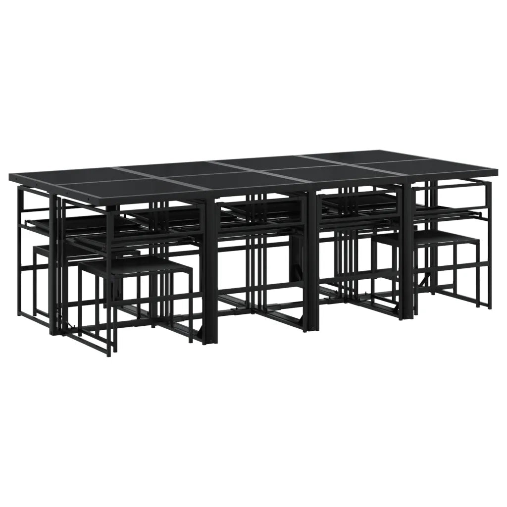 vidaXL Set da Pranzo da Giardino 13 pz con Cuscini Nero in Textilene