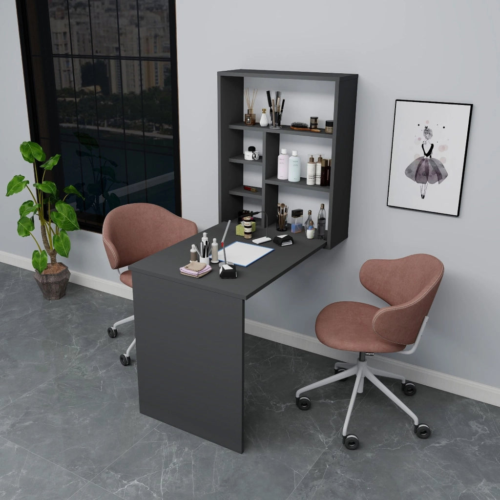 Tavolo da trucco in legno "Sedir" - 90 x 59 x 74 cm - Grigio antracite