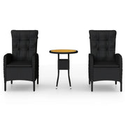 Set da Bistrot per Giardino 3 pz | Set Salotto da Giardino in Polyrattan Nero