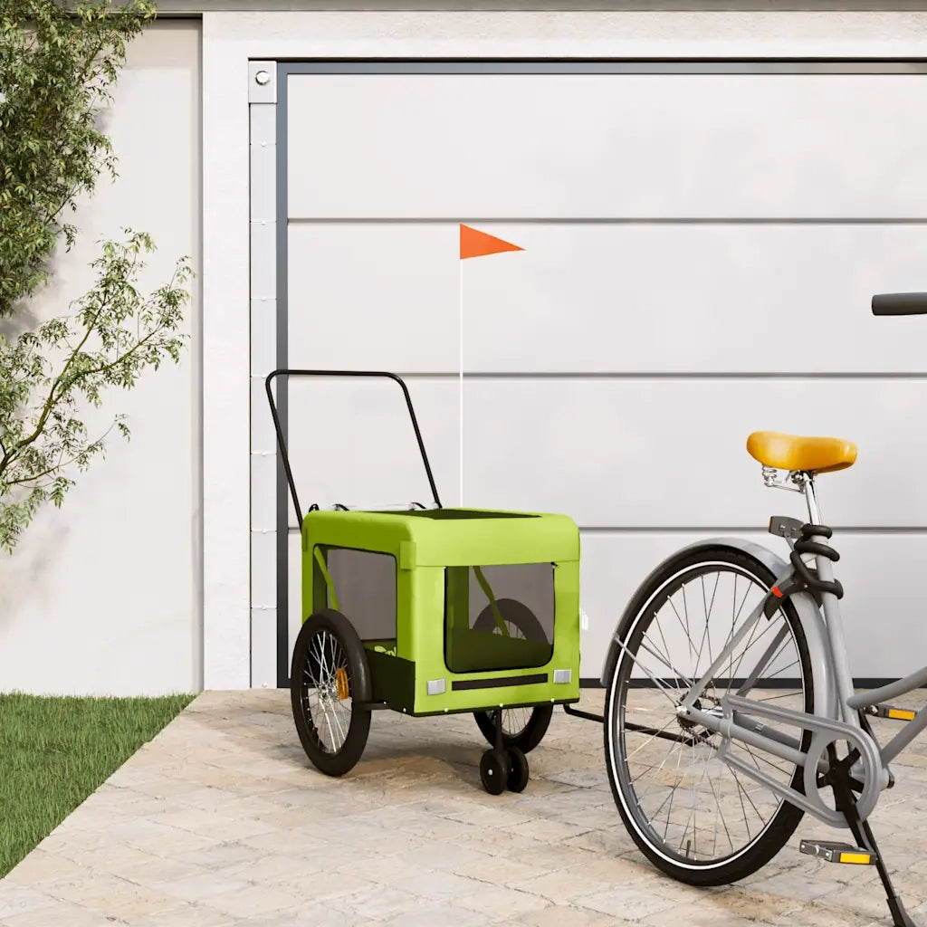 Rimorchio da Bici per Animali Verde e Nero Oxford e Ferro CFW5874244