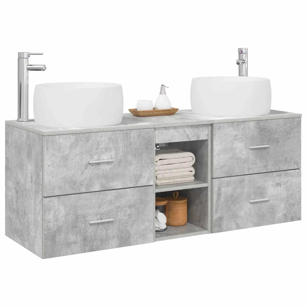 Set di mobili per il bagno 3 pz Grigio Cemento 3405926