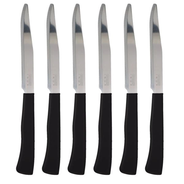 Coltelli Bistecca 24pz Manico in Polipropilene Doppia Affilatura 22cm Nero