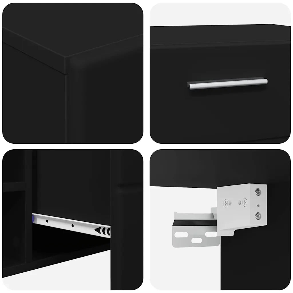 Set mobile TV con cassetto FLORIN 3 pcs Nero Legno multistrato