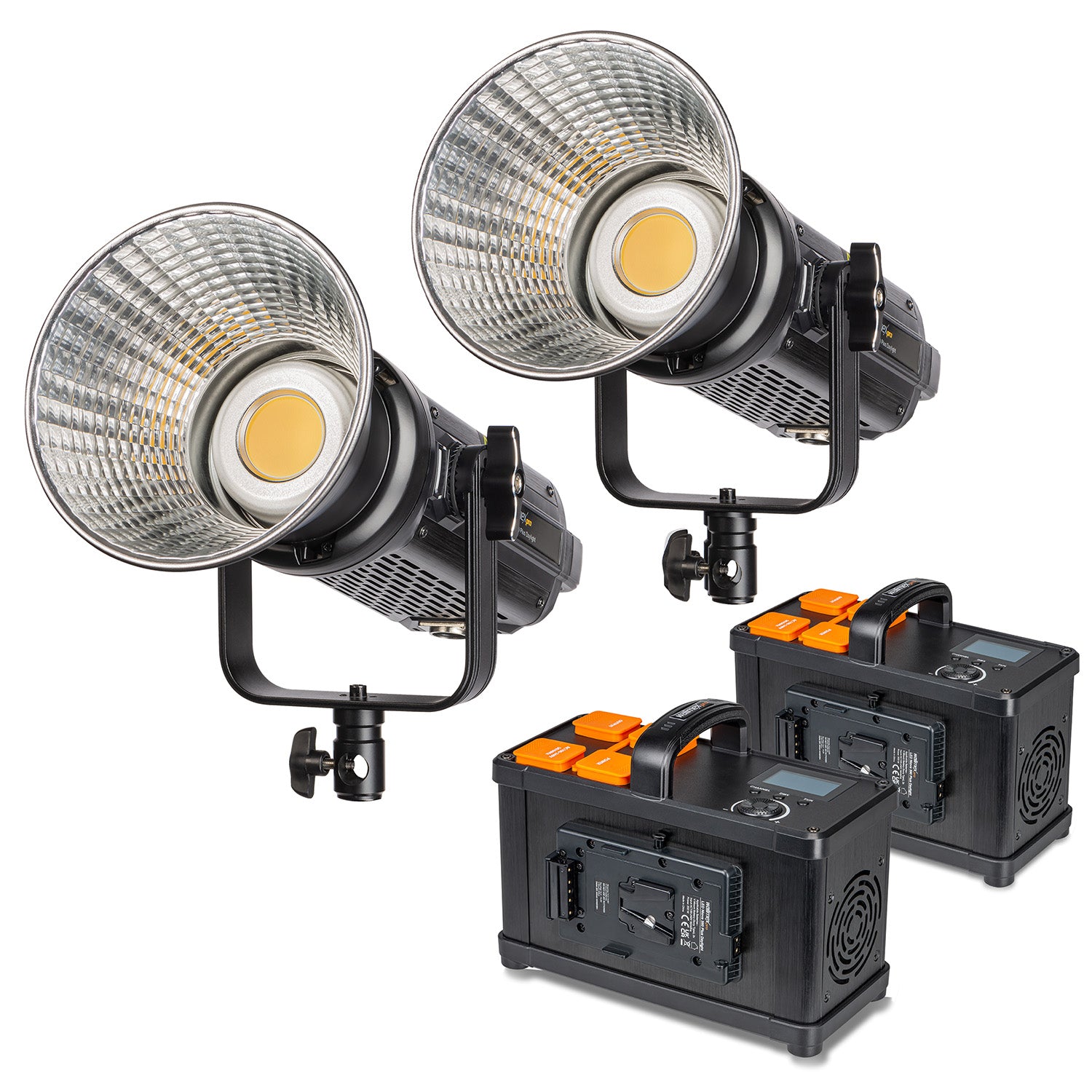 Niova Plus Daylight, Set 2 Faretti LED per fotografia, luce video 350 W dimmerabile, con riflettore Bowens e diffusore, con tecnologia COB-LED, per studio fotografico