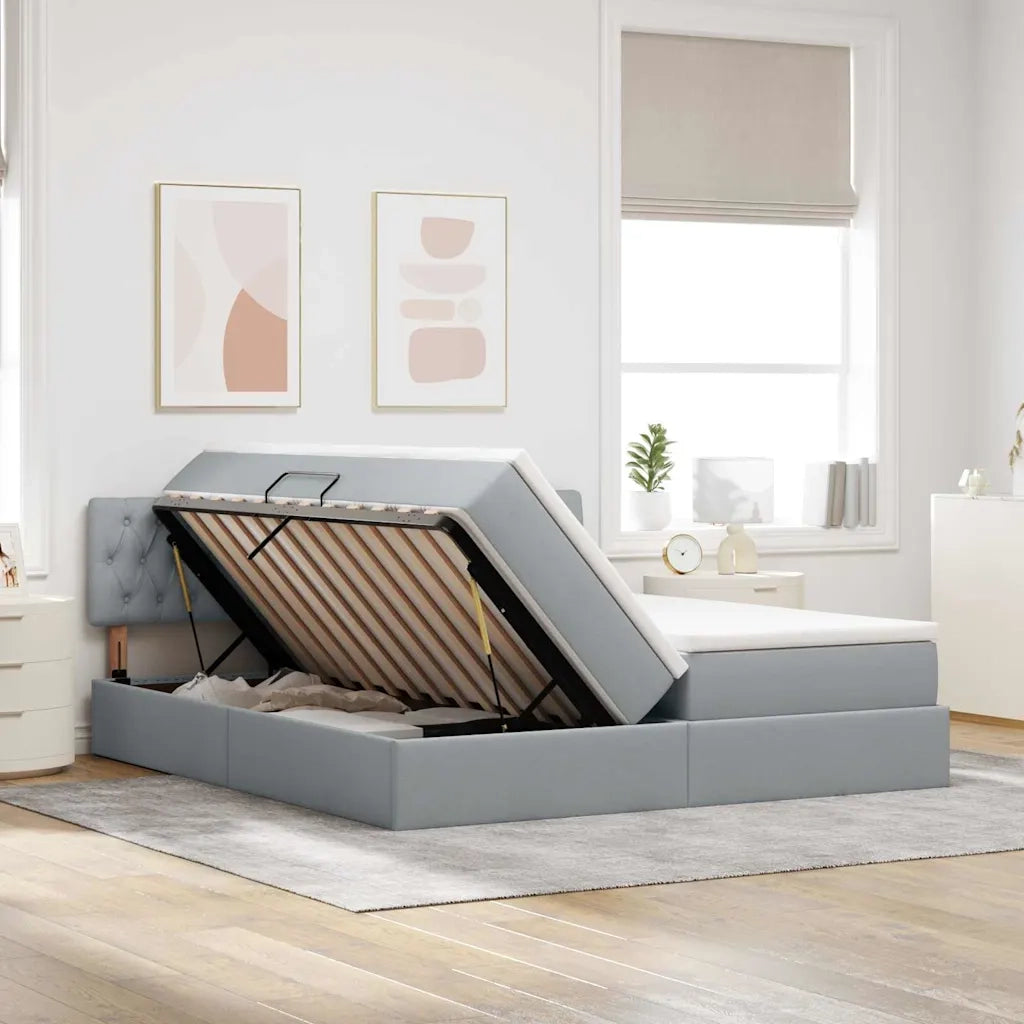 Letto con Contenitore con materasso Grigio chiaro 180 x 200 cm 3370937