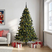 Albero di Natale artificiale con palline 210 cm 300 LED 3466395