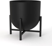 Vaso di Fiori in Metallo per Interni, Grande Vaso (Nero, 22 cm)