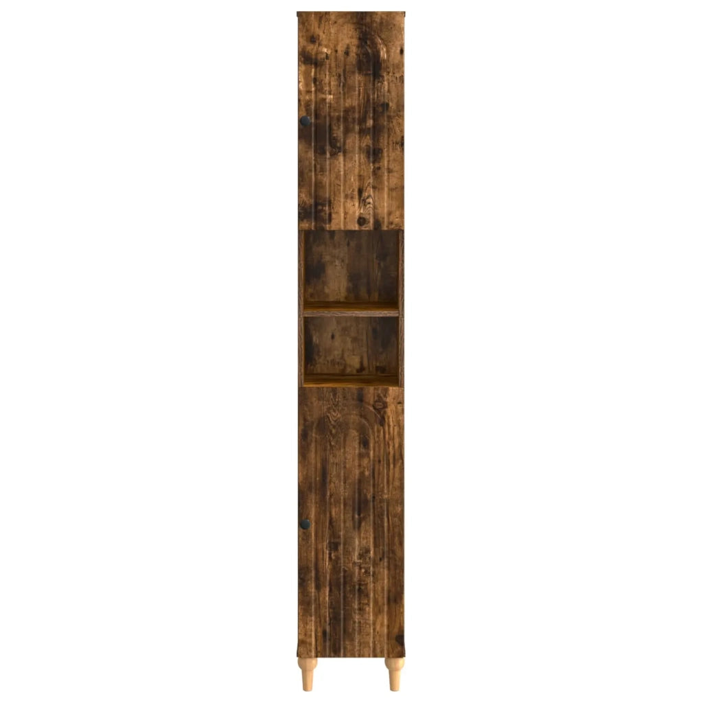 Armadio da Bagno con Ripiano Aperto ALKMAAR Rovere Fumo 896160