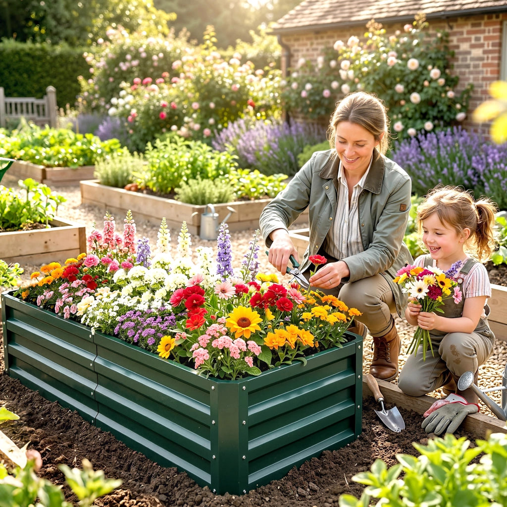 Carr¨¦ Potager Giardino Rettangolare ¨C Zephmum ¨C Verde Scuro Acciaio 120x60x30