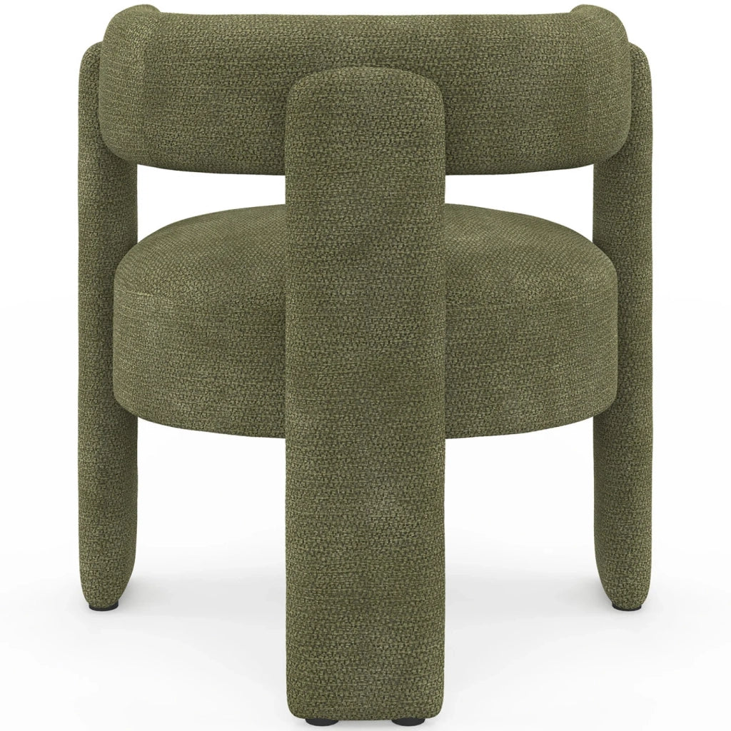 IDMarket - Poltrona treppiede GUSTAVE in tessuto di ciniglia verde