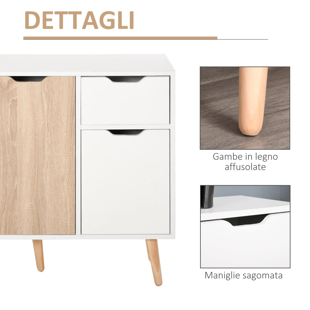 EasyComfort Mobile Multiuso in Legno con Cassetto e Armadietti in Stile Nordico, 90x30x72cm