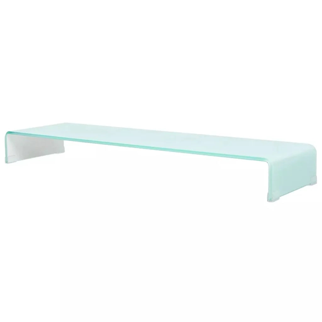 Pratico supporto TV/buffet/supporto per monitor di design per TV in vetro bianco da 110 cm 2502223