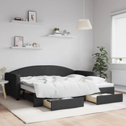 Divano Letto Estraibile con Cassetti-Sofa Letto-Daybed Nero 90x200 cm in Tessuto 533050