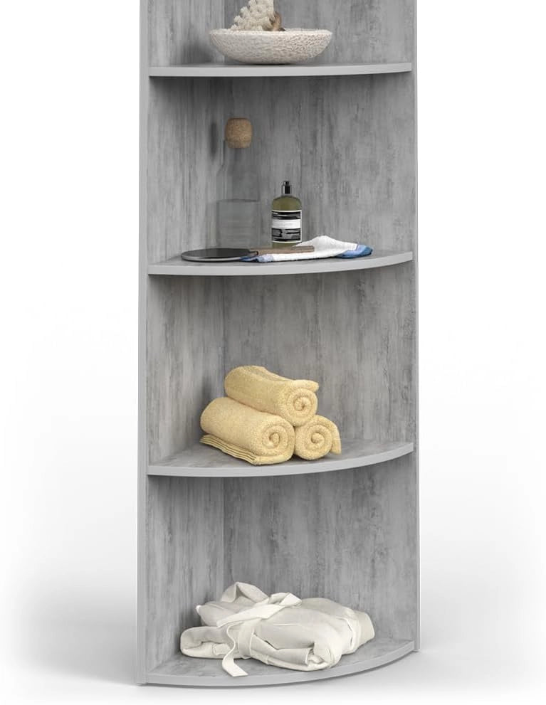 Scaffale angolare Ecki, Calcestruzzo, 40 x 180 cm, per montaggio a parete con tre ripiani aperti