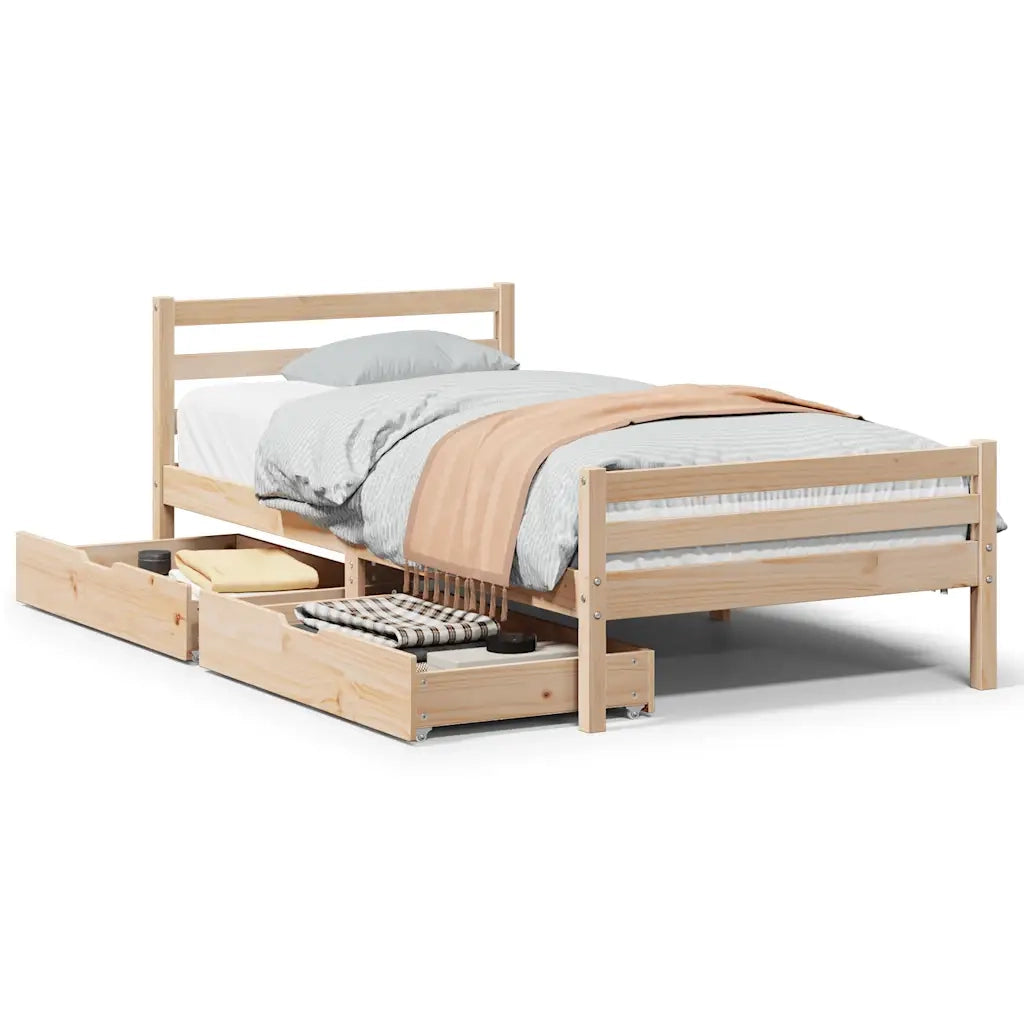 Giroletto senza Materasso-Struttura Letto 100x200 cm in Legno Massello di Pino 400917