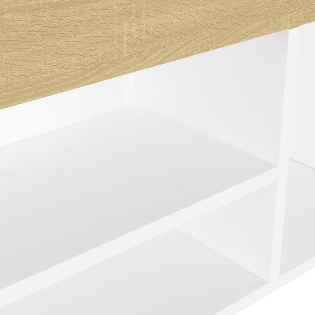 Panca Scarpe Cuscino Bianco Rovere Sonoma 104x30x49 Multistrato