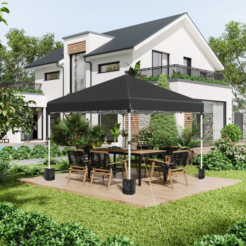Gazebo pieghevole con 2 pareti laterali ¨C zephmum ¨C 3x3 m, nero, acciaio inox