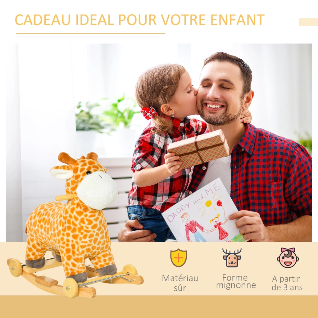 Giraffa Portagiochi 2 in 1 con Suono ¨C Zephmum ¨C Legno di Pioppo Peluche Poliestere