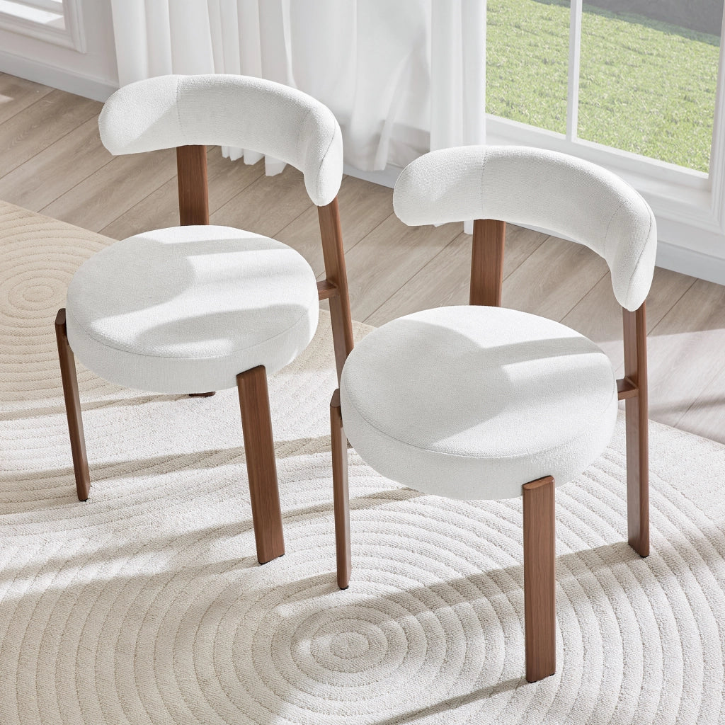 Sedie da Pranzo in Tessuto con Schienale ¨C Xylo ¨C Set 2 Pezzi, Bianco