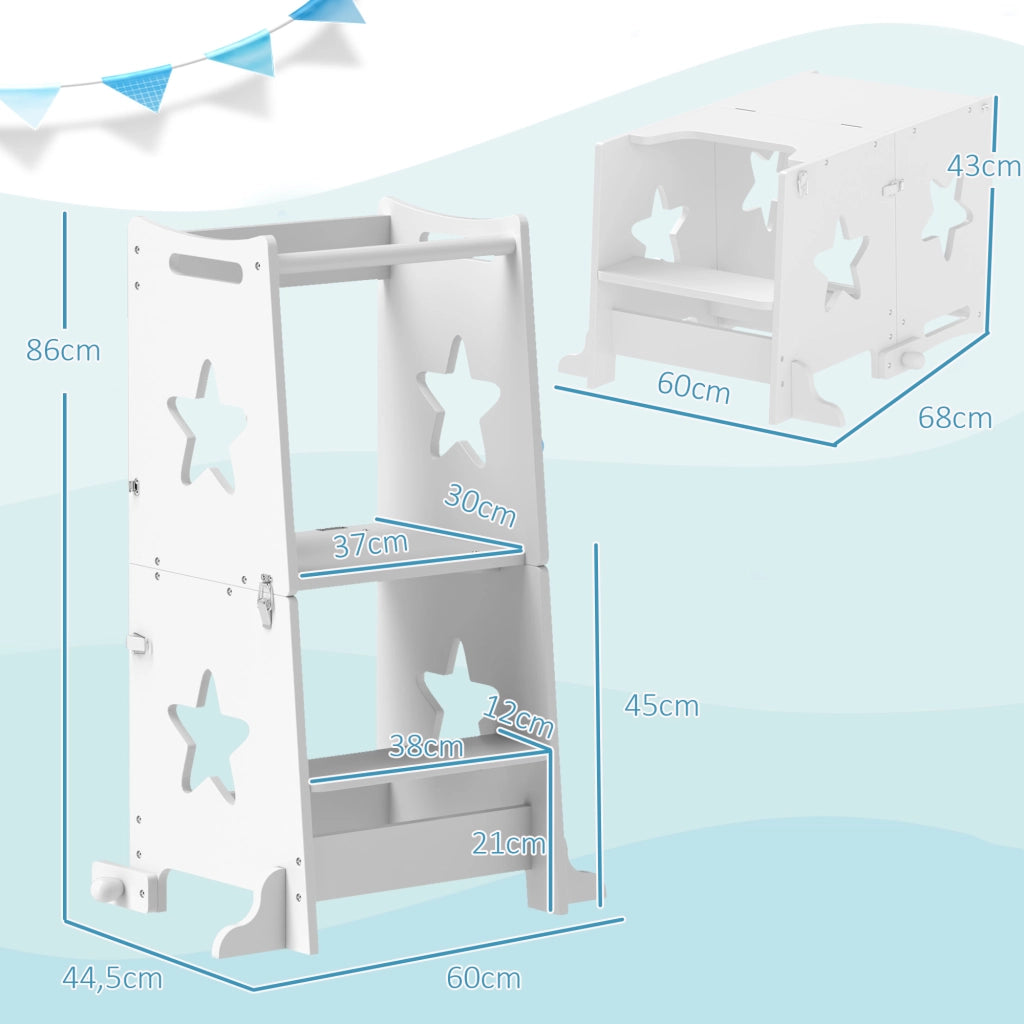 Scala per bambini struttura trapezoidale ¨C zephmum ¨C 60x44.5x86 cm bianco