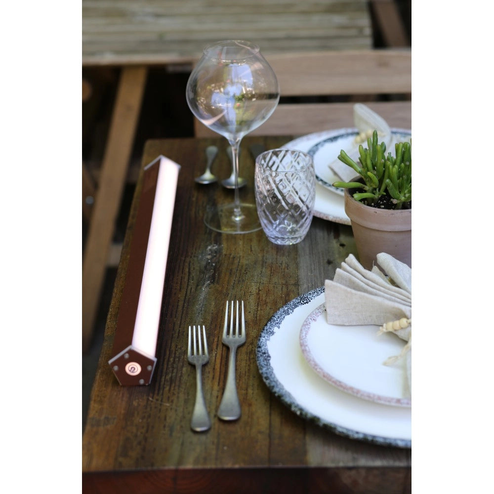 Pencil - Modulo luminoso a batteria Zafferano grande portatile e ricaricabile IP65 dimmer touch - Altezza 146cm Corten