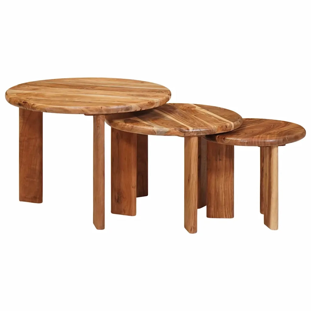 Tavoli da Caffè Nido 3 pcs Marrone Legno di Acacia Massello 4104655