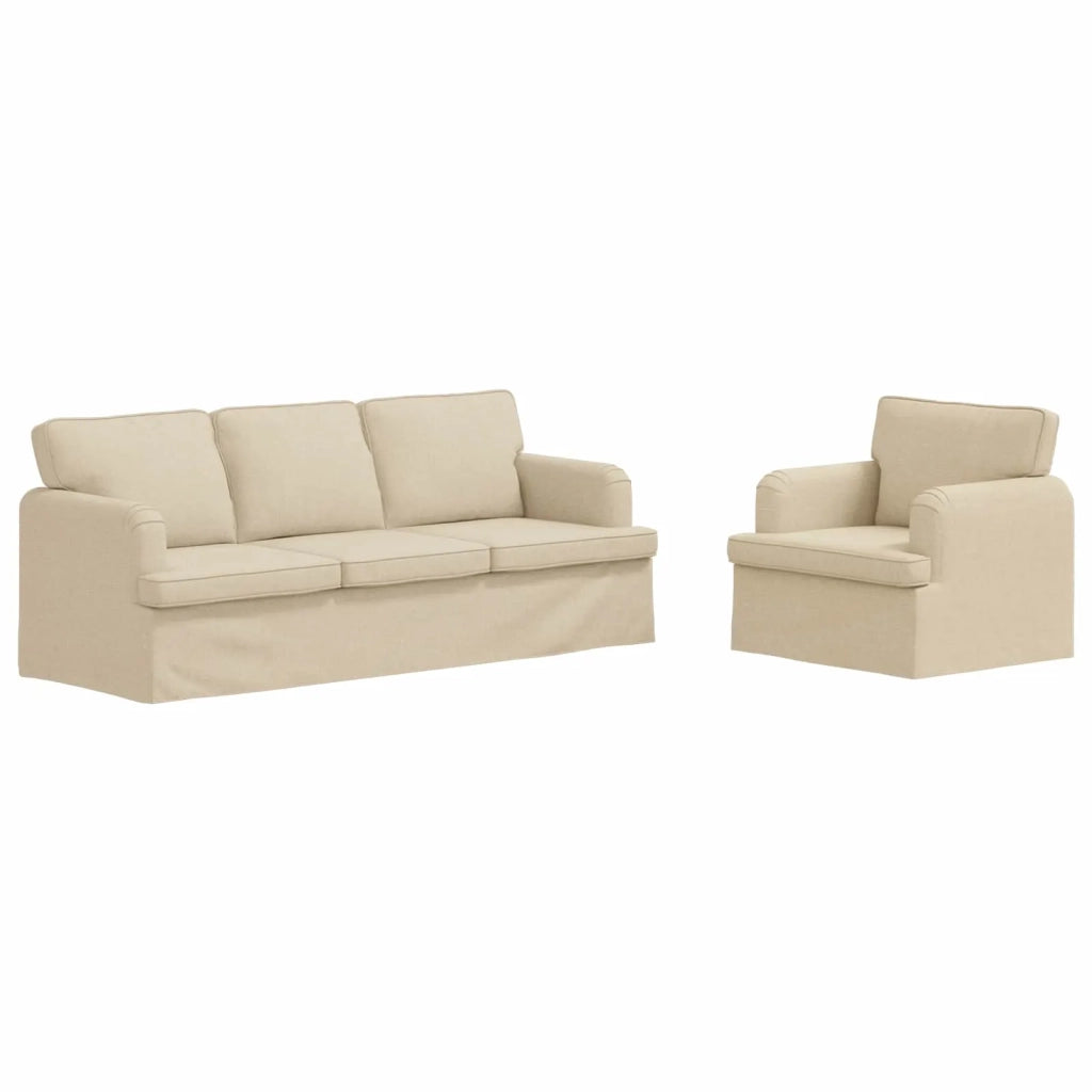 Set di divani 2 pcs Crema 201 x 80 x 85 cm Tessuto