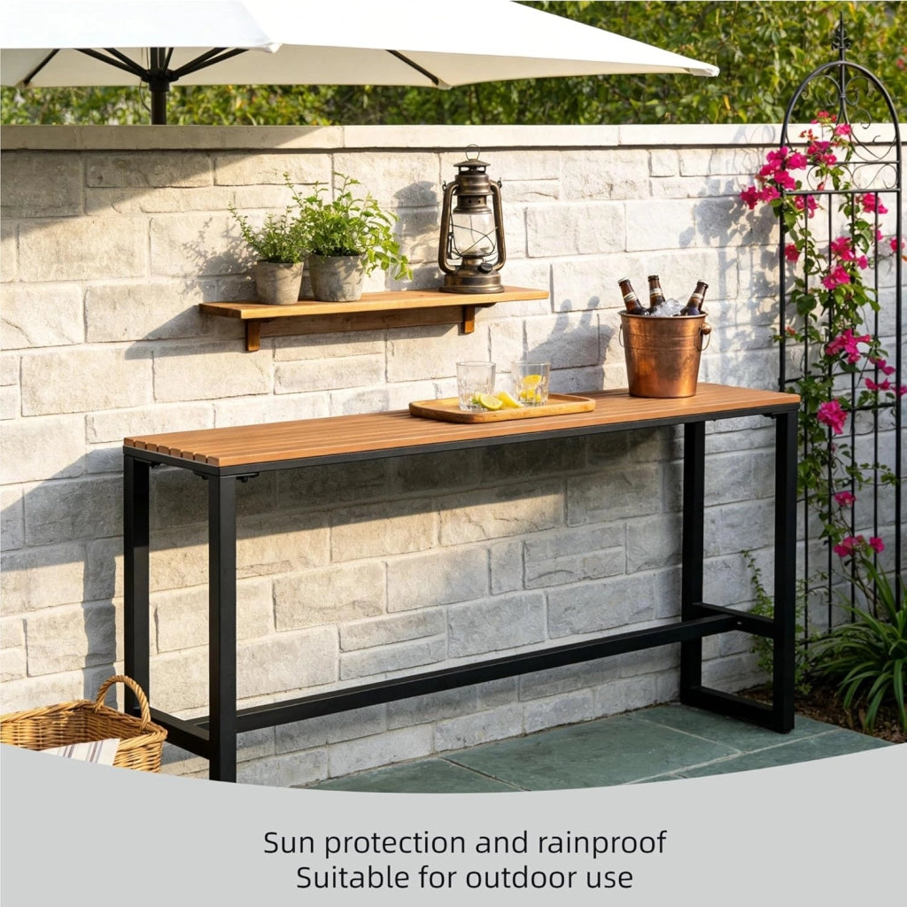 Tavolo Alto Bancone Bar da Esterno Tavolino Alto e Stretto da Balcone Salvaspazio per Cucina Sala da Pranzo Bar Esterno(200cm/78.7in)