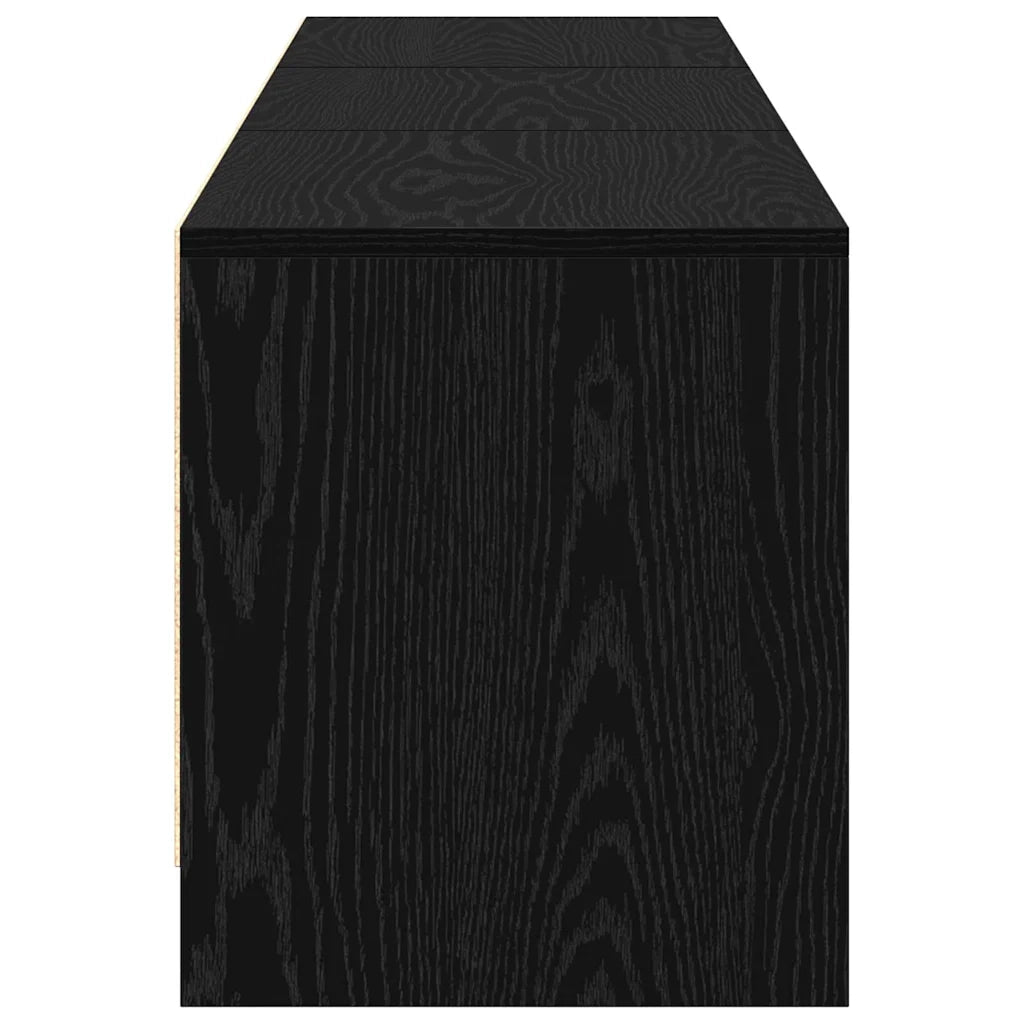 Mobile TV con LED con cassetto-Credenza TV Rovere Nero 162 x 34 x 40 cm