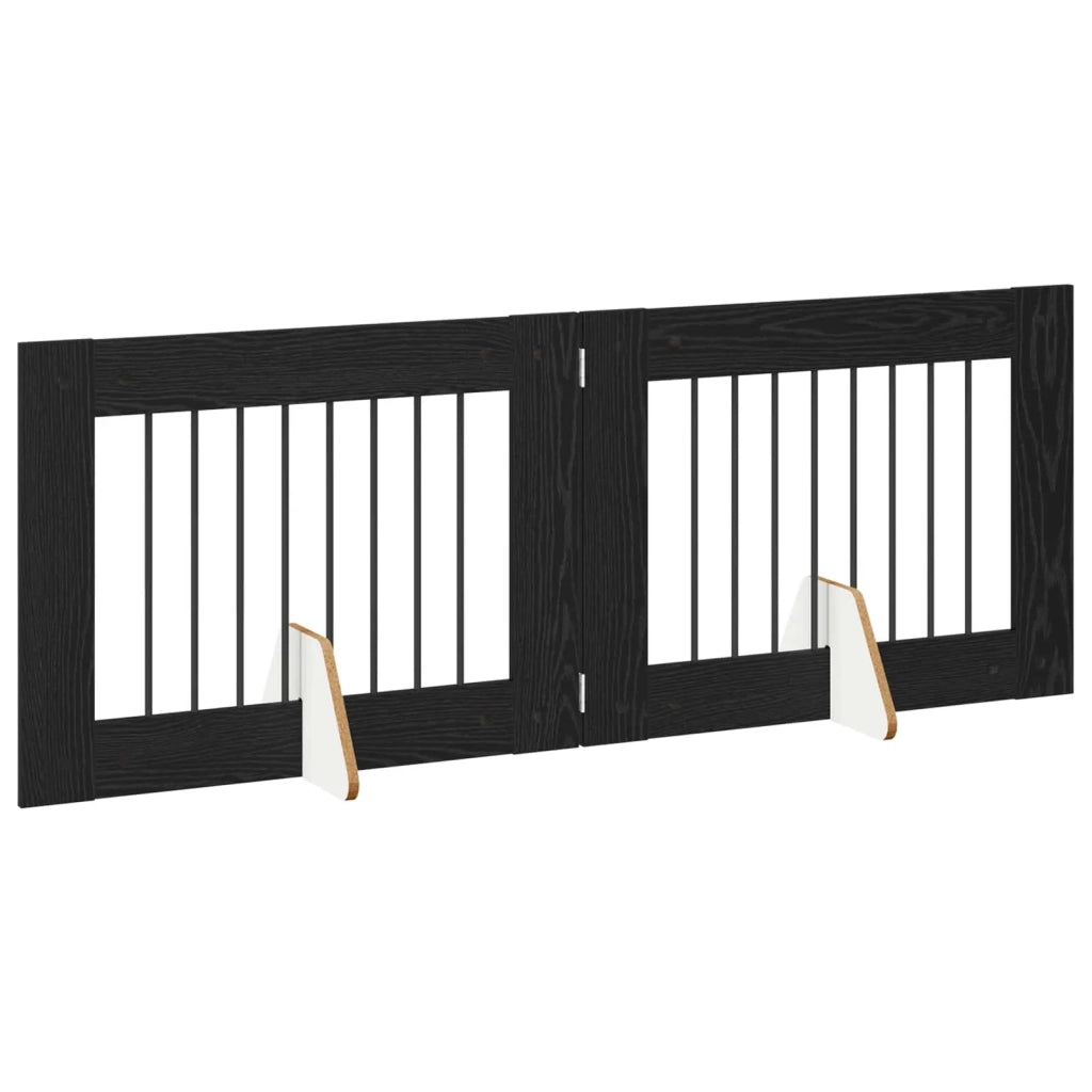 Cancello per cani con supporti 2 pz Rovere Nero 80 x 60 cm CFW6482870