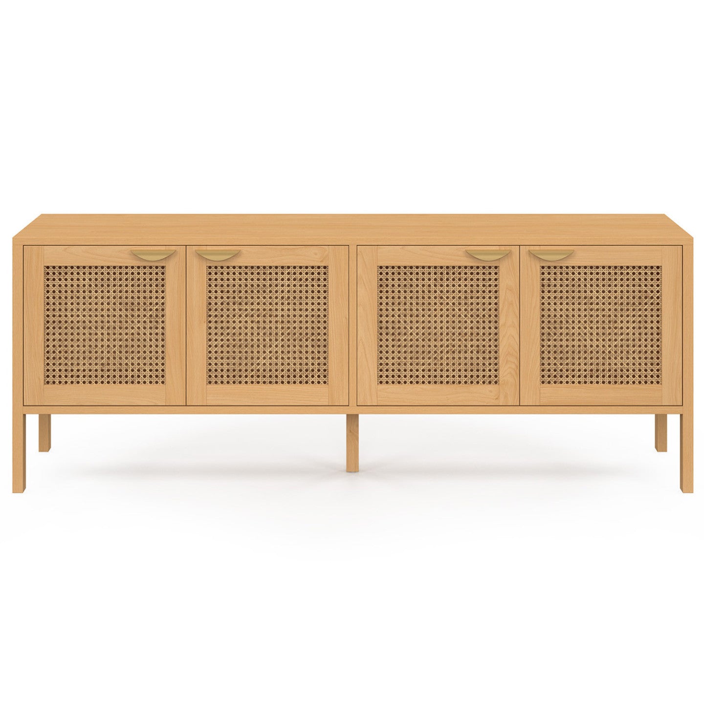 IDMarket - EDHEN 160 cm Credenza bassa a 4 ante in legno e vimini