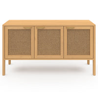 IDMarket - EDHEN Aparador bajo de 3 puertas con mimbre 110 cm