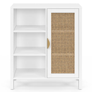 IDMarket - EDHEN credenza e armadietto bianco a 3 ripiani da 70 cm con teca