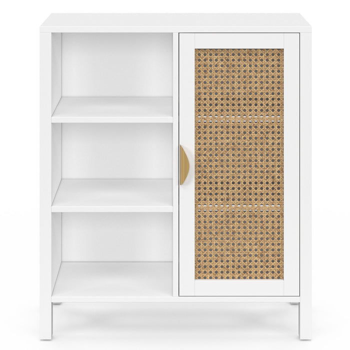 IDMarket - EDHEN credenza e armadietto bianco a 3 ripiani da 70 cm con teca