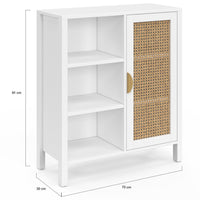 IDMarket - EDHEN credenza e armadietto bianco a 3 ripiani da 70 cm con teca