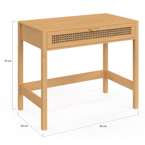 IDMarket - EDHEN Scrivania a 1 cassetto, legno e canna da zucchero