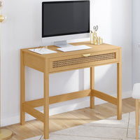 IDMarket - EDHEN Scrivania a 1 cassetto, legno e canna da zucchero